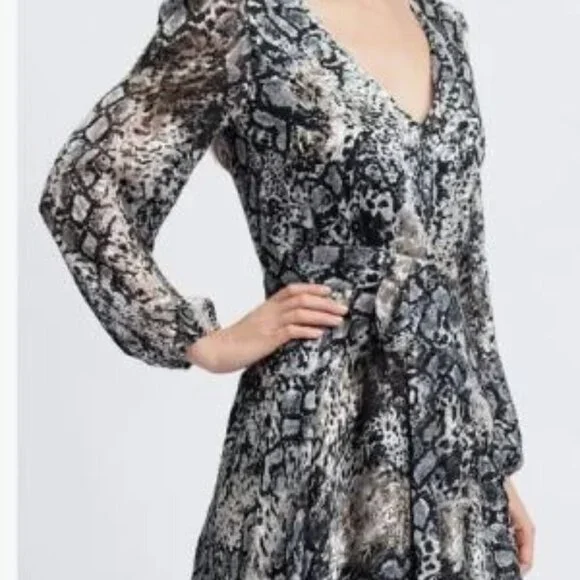 Alice+Olivia Coco Burnout Midi Crepe de Chine Silk Dress, Sz 0 - Picture 9 of 9